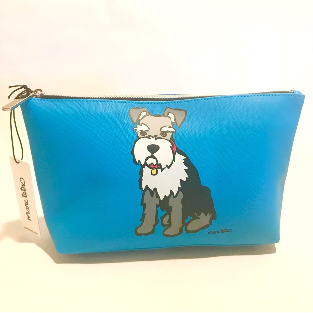 Marc Tetro Schnauzer Cosmetic Bag Case Blue Large